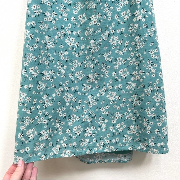 AE American Eagle Linen Blend Floral Tie Back Mini Dress in Mint, Size Small - Picture 7 of 13